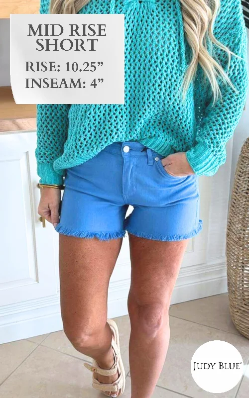 Lexi Sky Blue Garment Dyed Mid-Rise Denim Shorts - Final Sale garde