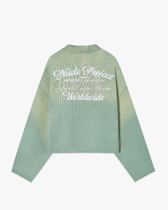 OVERDYED CREWNECK GREEN Cozy Women's Sherpa - lined