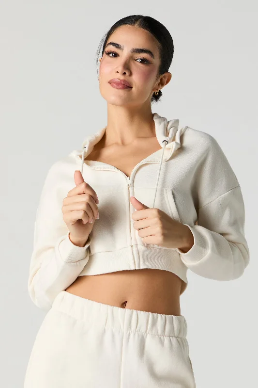 Active Cropped Zip-Up Fleece Hoodie