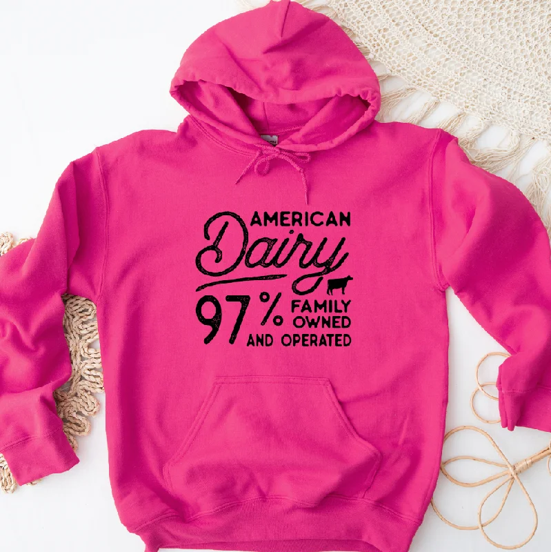 American Dairy 97% Family Owned And Operated Hoodie (S-3XL) Unisex - Multiple Colors! Disco