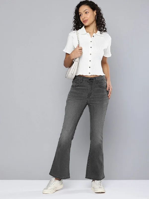 Women's High Rise 725 Slim Bootcut Fit Black Jeans Sleek Women's 