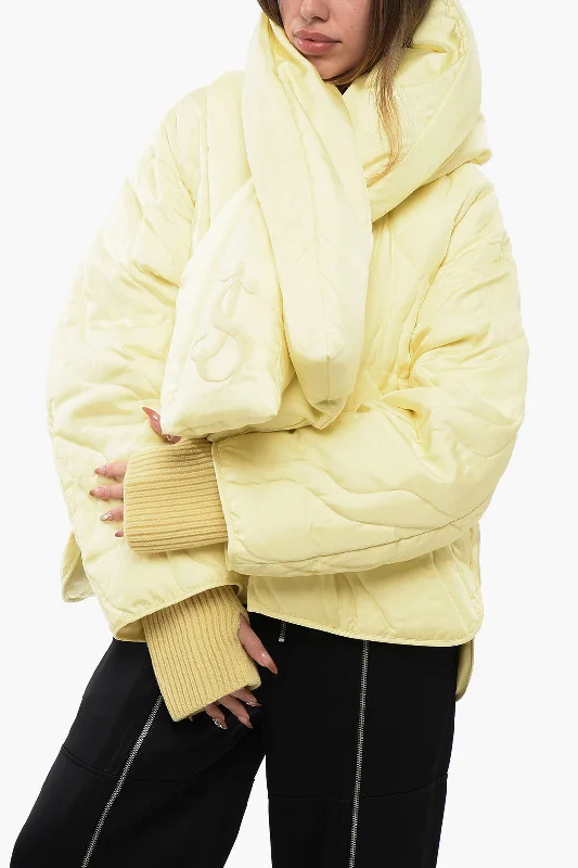 Jil Sander Quilted Down Jacket With Padded Scarf