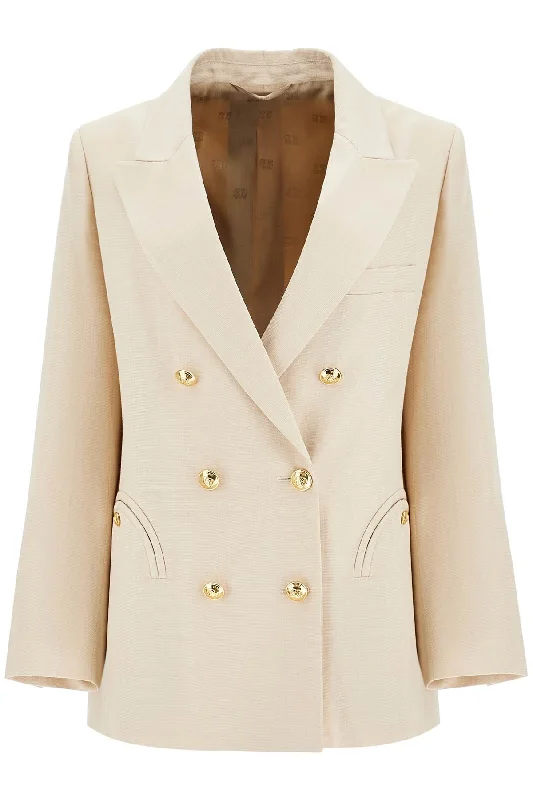 Blaze Milano Women's ivory Double-Breasted Viscose Blazer Hip Women's Retro