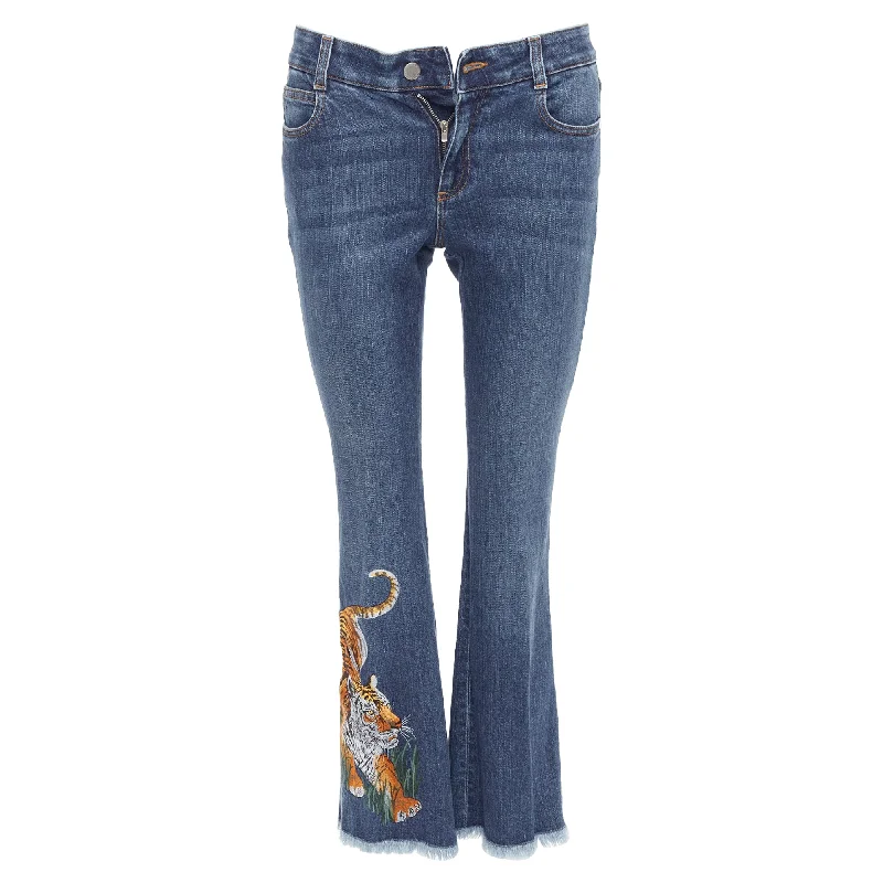 Stella Mccartney Tiger Embroidery Flare Jeans Dapper Women's Bow - adorned