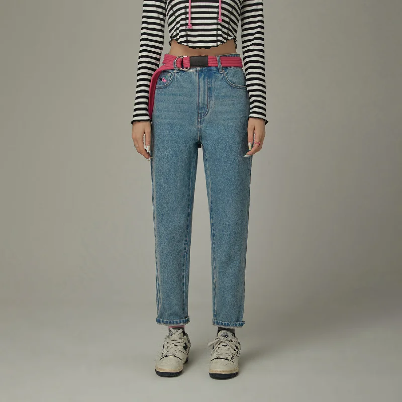 Logo Embroidered Denim Jeans Relaxed Women's Beachy