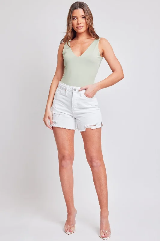 YMI Jeanswear Distressed Frayed Hem Denim Shorts Youthful Women's Anime - inspired