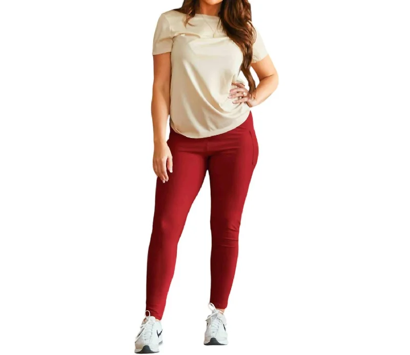 Full Length Leggings With Pocket In Red Refined Women's Classic 