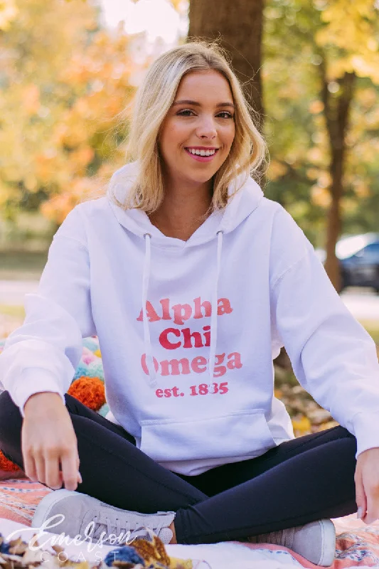 Alpha Chi Omega Simple Pink PR Hoodie Cool Women's Skate