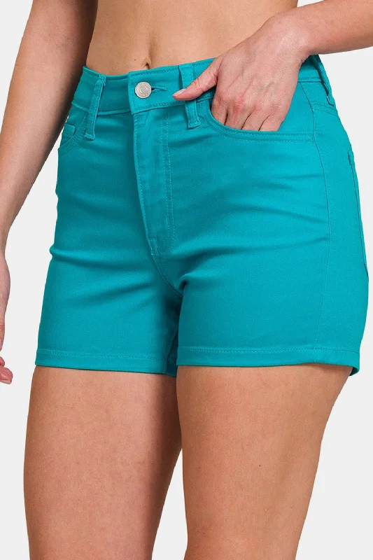 Zenana High Waist Denim Shorts Polished Women's Silk