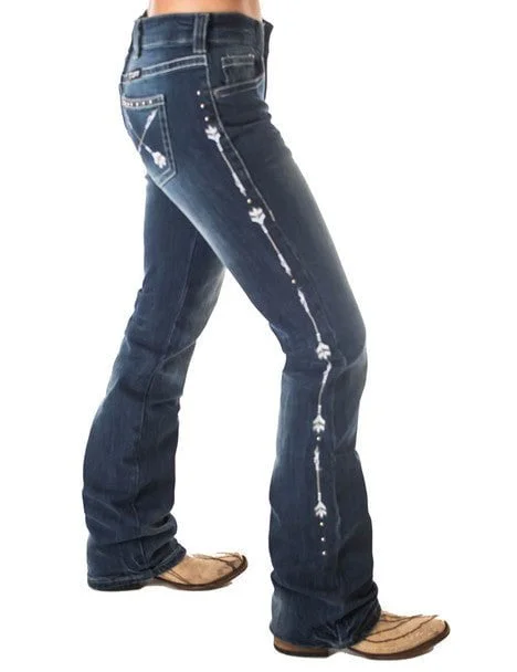 Cowgirl Tuff Womens Silver Arrows Medium Wash Cotton Blend Jeans