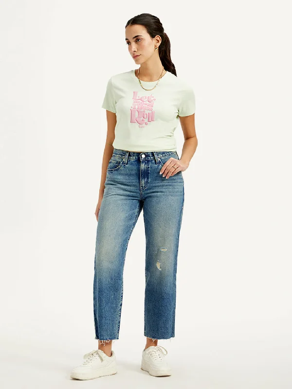 Women's Mid Rise 94 Baggy Fit Blue Jeans Traditional Women's 