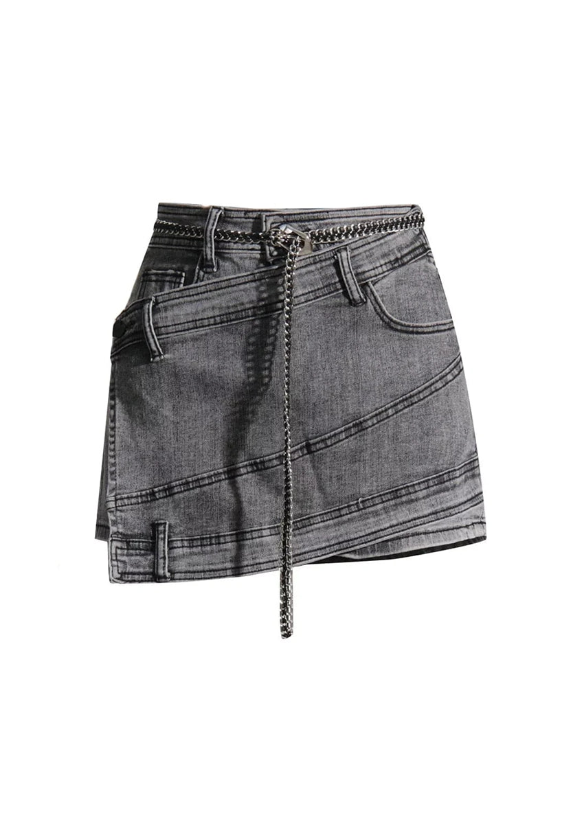 Black Denim Skort Sophisticated Women's Tailored