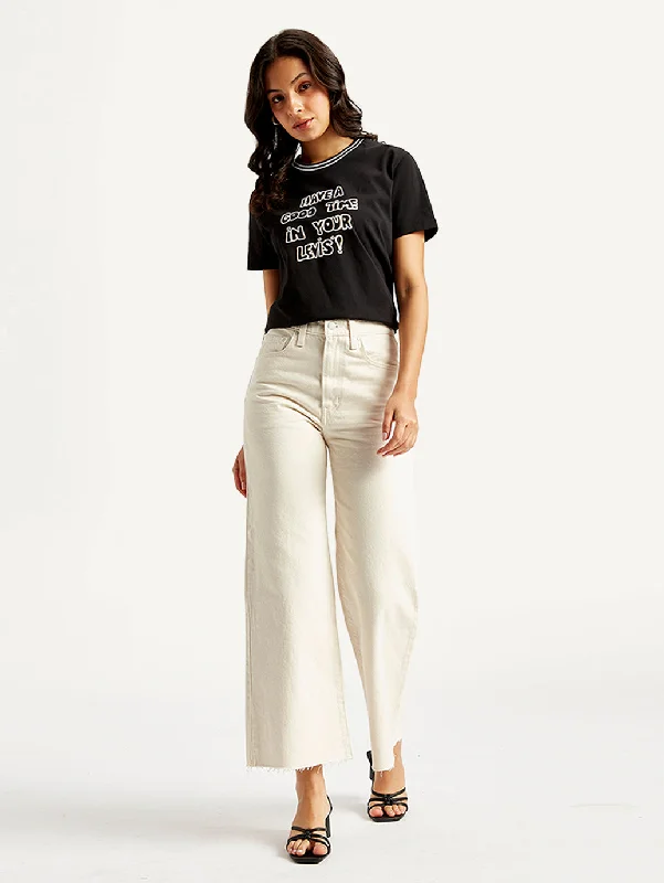 Women's High Rise Ribcage Wide Leg Loose Fit Jeans French