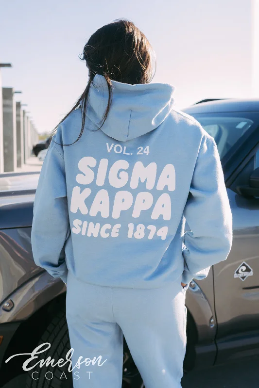 Sigma Kappa Cozy Blue Hoodie and Jogger Set Practical Women's Quick - dry