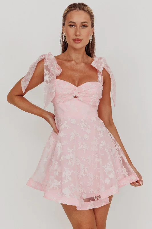 Oliana Tied Shoulders Keyhole Mini Dress Blush Refined Women's Velvet