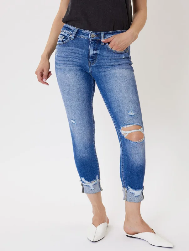 Bella High-Rise Hem Detail Ankle Skinny by KanCan Rugged Women's Outdoor 