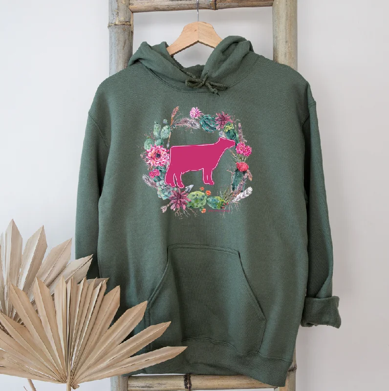 Dairy Cow Cactus Wreath Hoodie (S-3XL) Unisex - Multiple Colors! Confident Women's High - fashion
