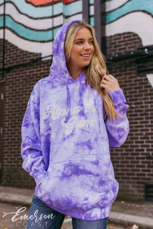 Alpha Gam Lavender Crystal Wash Hoodie Trendy Women's 