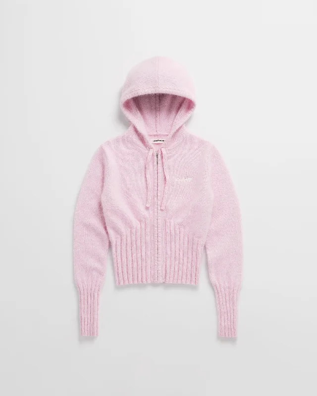 Fuzzy Knit Zip Up Hoodie