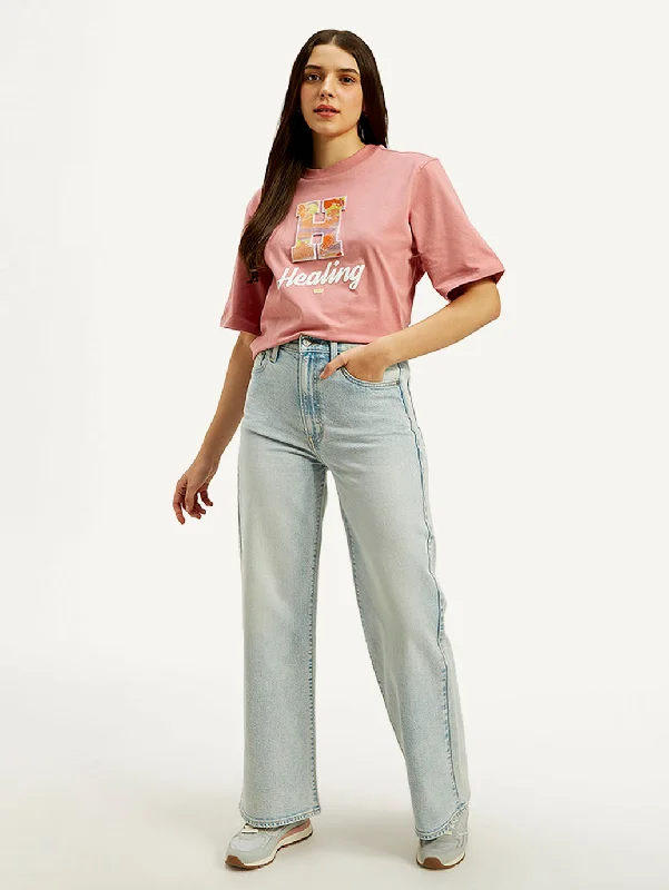 Women's High Rise Flared Light Blue Jeans Cozy Women's Winter