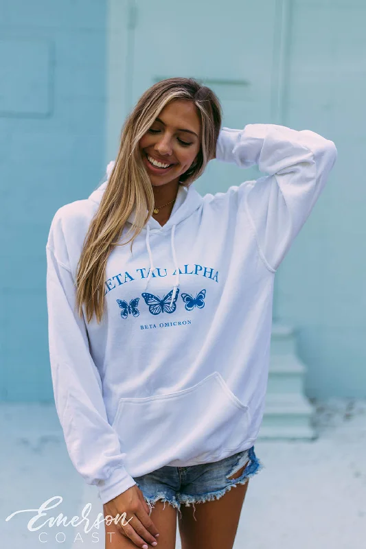 Zeta Tau Alpha Blue Butterfly Hoodie Luxurious Women's High -  end