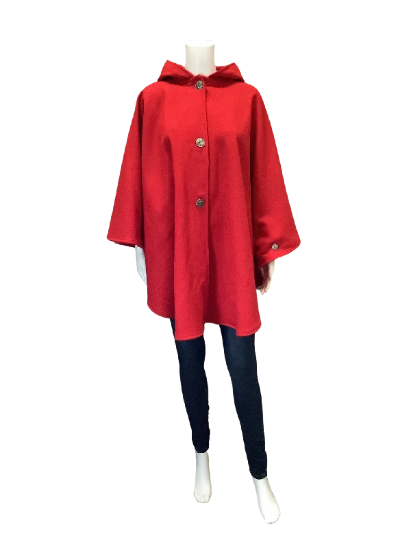 Johnson Woolen Mills Women's Cape Red Hooded Wool Size: One Size