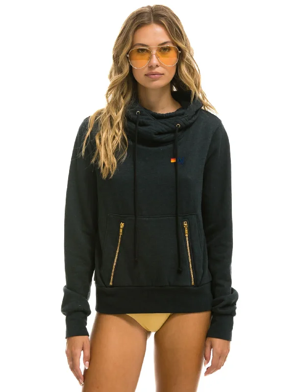 Ninja Pullover Hoodie, Charcoal Cool Women's Distressed