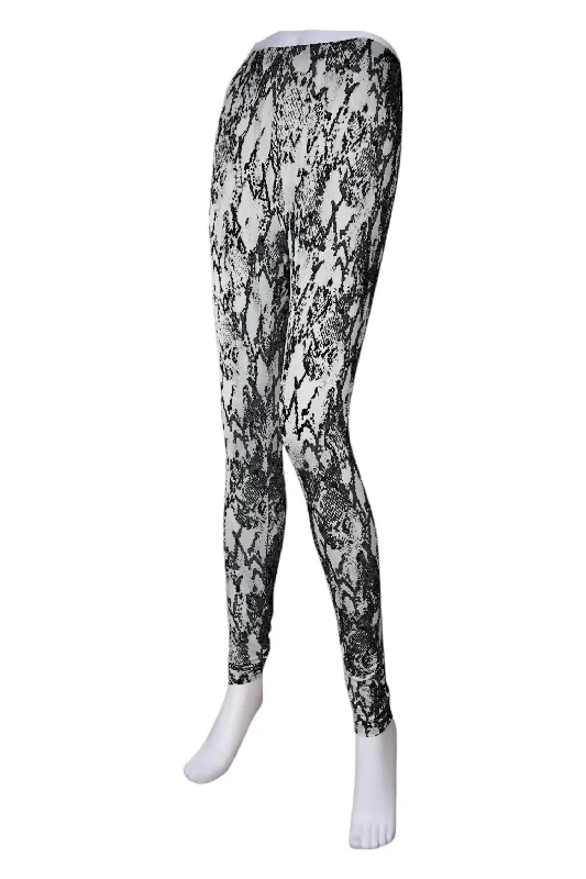 Women's Snake Print Leggings In Black Cool Women's Distressed