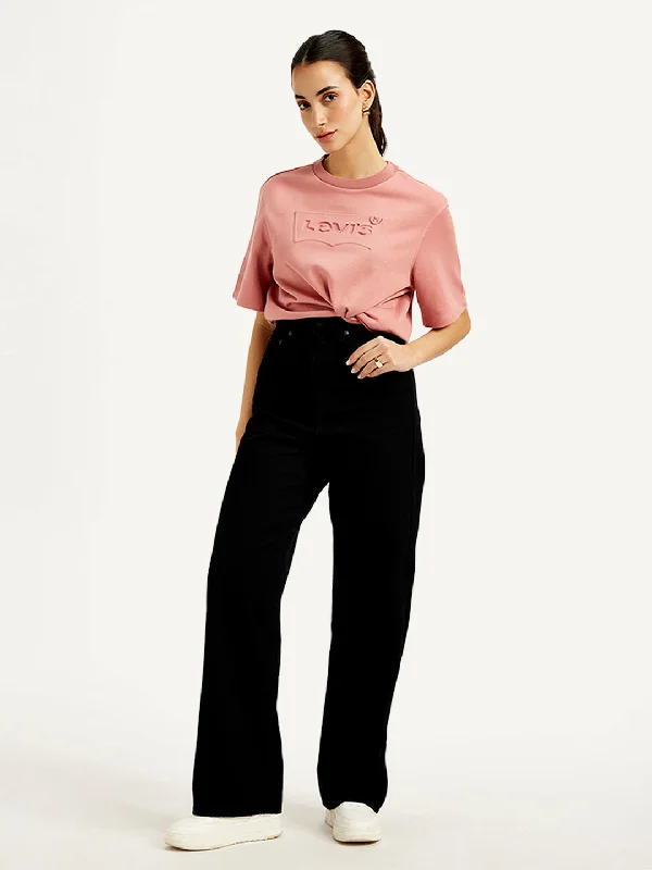 Women's High Rise Loose Fit Black Jeans British Gentlewoman Style