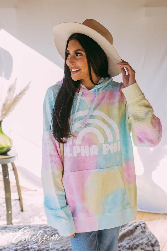 Alpha Phi Tie Dye Corduroy Hoodie Confident Women's Power