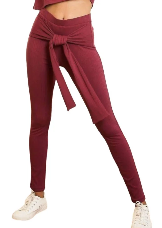 Stretch Knot Leggings In Red Brown Bold Women's Statement