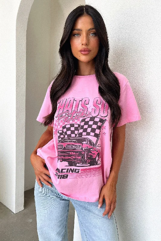 Pitstop Oversized Tee - Pink Practical Women's Quick - dry