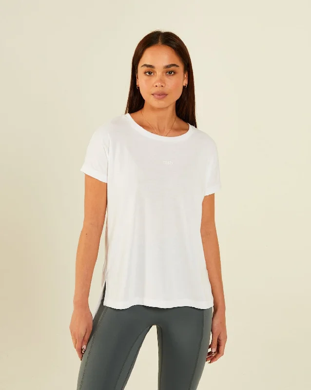 Jade Tee Optic White Monochromatic Office Style