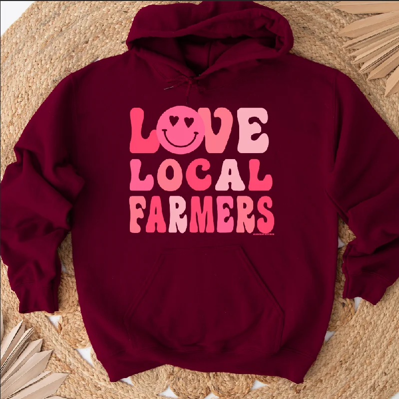 Love Local Farmers Smiley Hoodie (S-3XL) Unisex - Multiple Colors! Sleek Women's Metallic