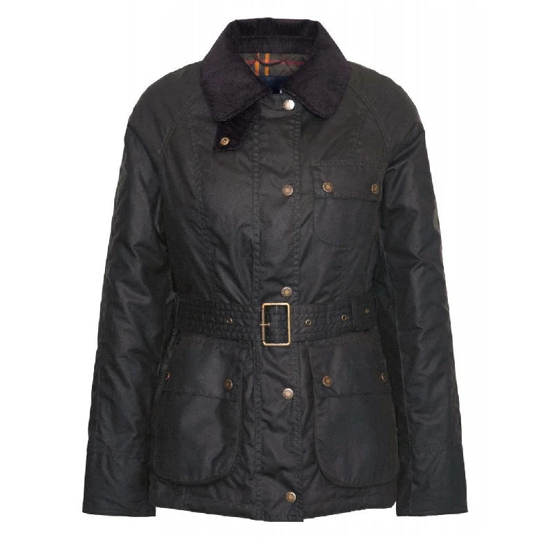 Barbour Womens Solway Zipper Wax Jacket Olive / Classic Cozy Women's Winter