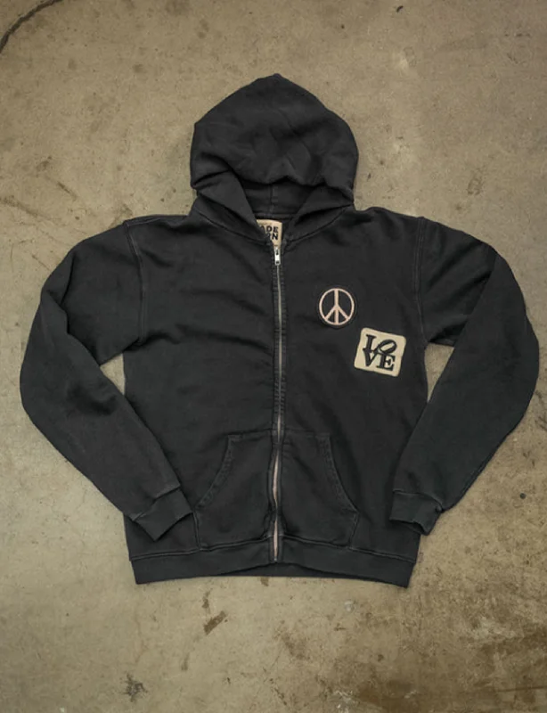 Peace Now Zip Fleece, Coal Pigment Youthful Women's Anime - inspired