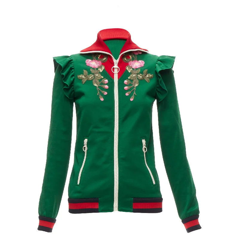 Gucci Alessandro Michele floral applique ruffled track jacket Geometric