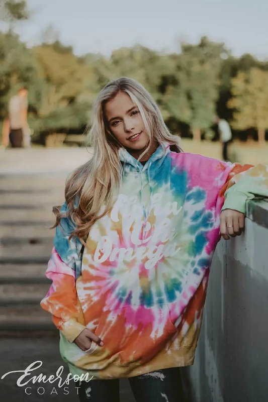 Alpha Chi Omega Tie Dye Hoodie Cozy Women's Winter