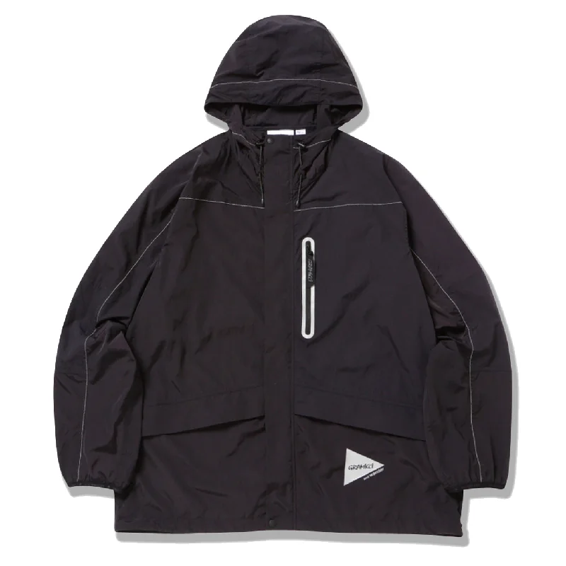 Gramicci x And Wander Women's Patchwork Wind Hoodie Black Refined Women's 