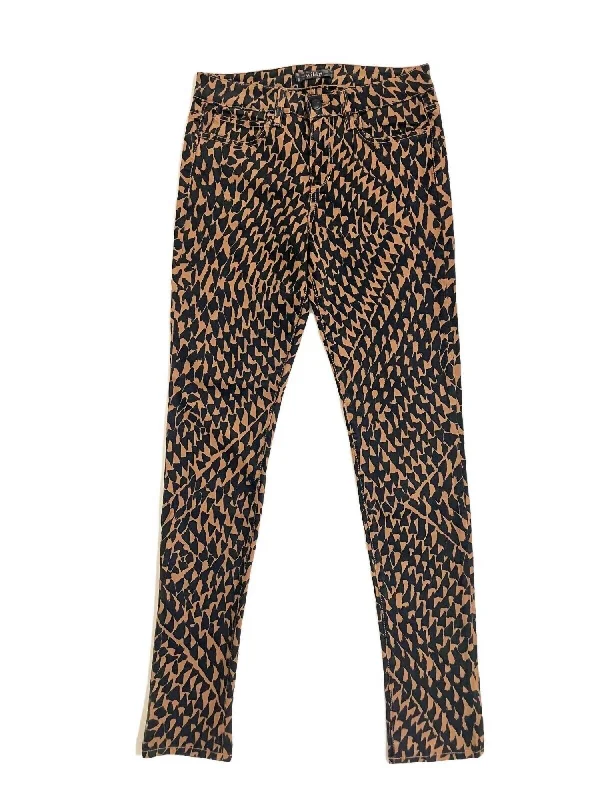 Women's Wild Print Mid Rise Skinny Jeans In Brown, Black European