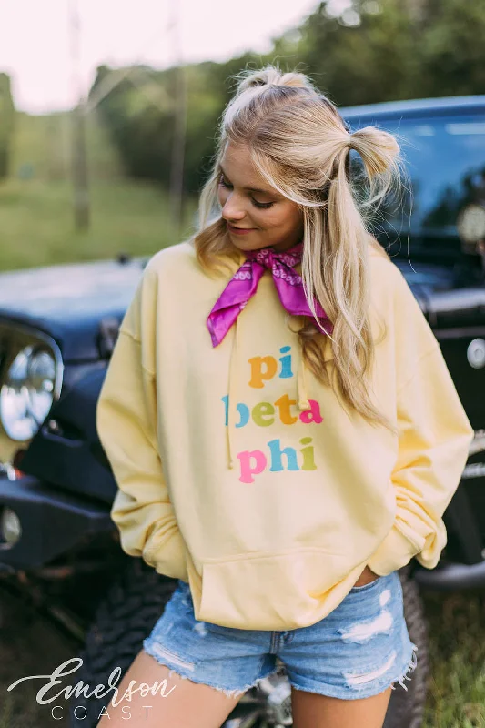 Pi Phi Colorful Yellow Hoodie Youthful Women's Pop