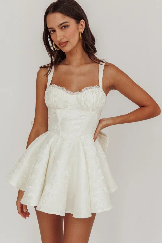 All To You Jacquard Bow Romper White Sleek Women's 