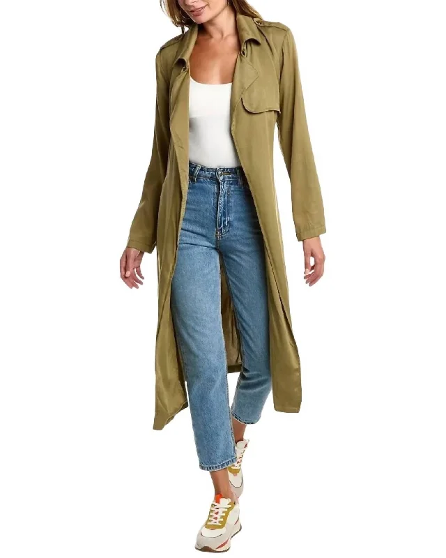 Pieces Of Me Trenchcoat In Dark Olive Streetwear Style for 