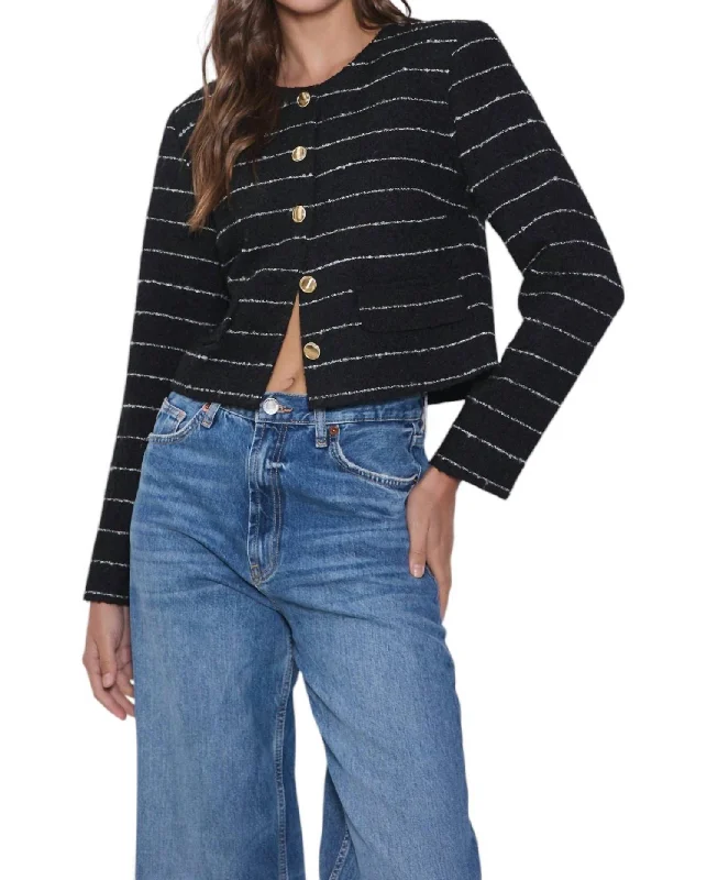 Stripe Tweed Jacket In Black/white Traditional Women's Wool
