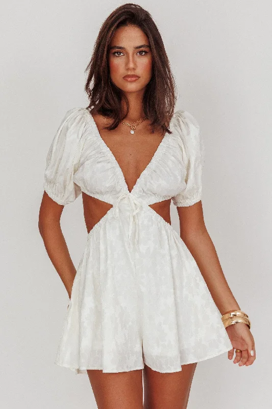 See The Light Puff Sleeves Romper Ivory Youthful Women's Anime - inspired