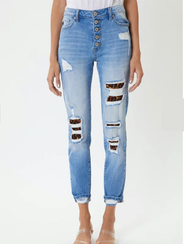 Chelsea High Rise Leopard Patch Classic Skinny Jean by KanCan performance