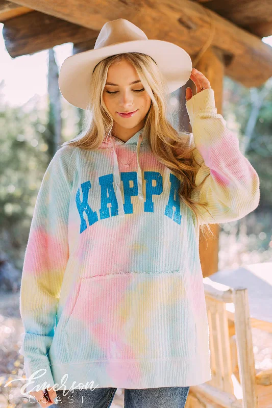 Kappa Tie Dye Corduroy Hoodie Sleek Women's Metallic