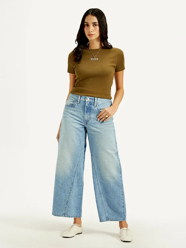 Women's Mid Rise XL Straight Fit Blue Jeans Minimalist Women's Casual
