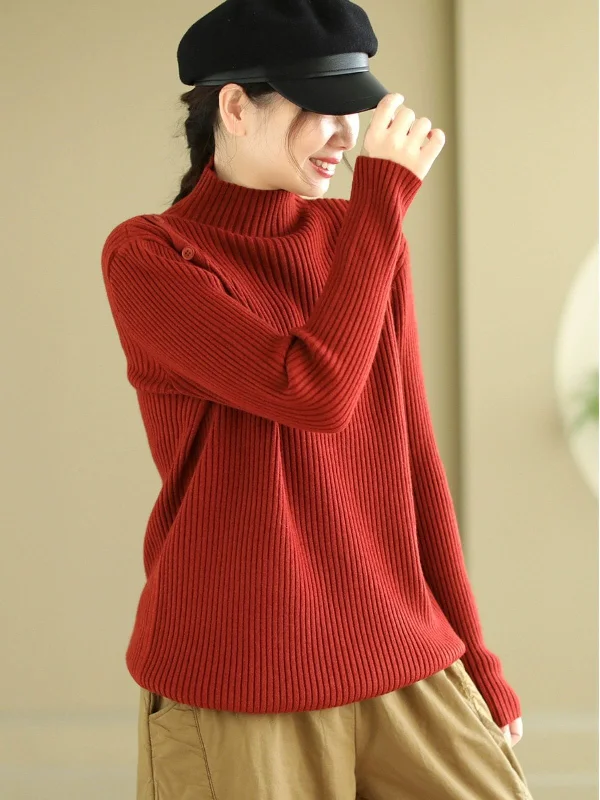 Women Casual Minimalist Turtuleneck Cardigan