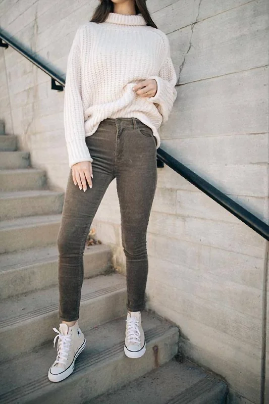 Corduroy High Rise Skinny Pants In Olive Rugged Women's Outdoor 